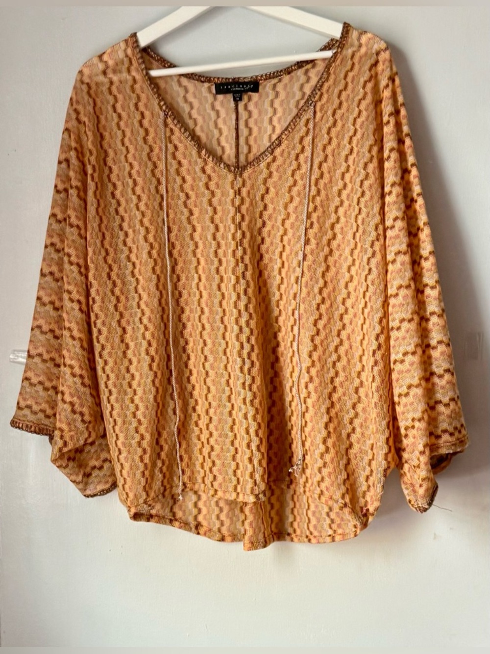 Anthropologie Sanctuary Poncho Maricopa Knit Top Embroidered Trim Medium